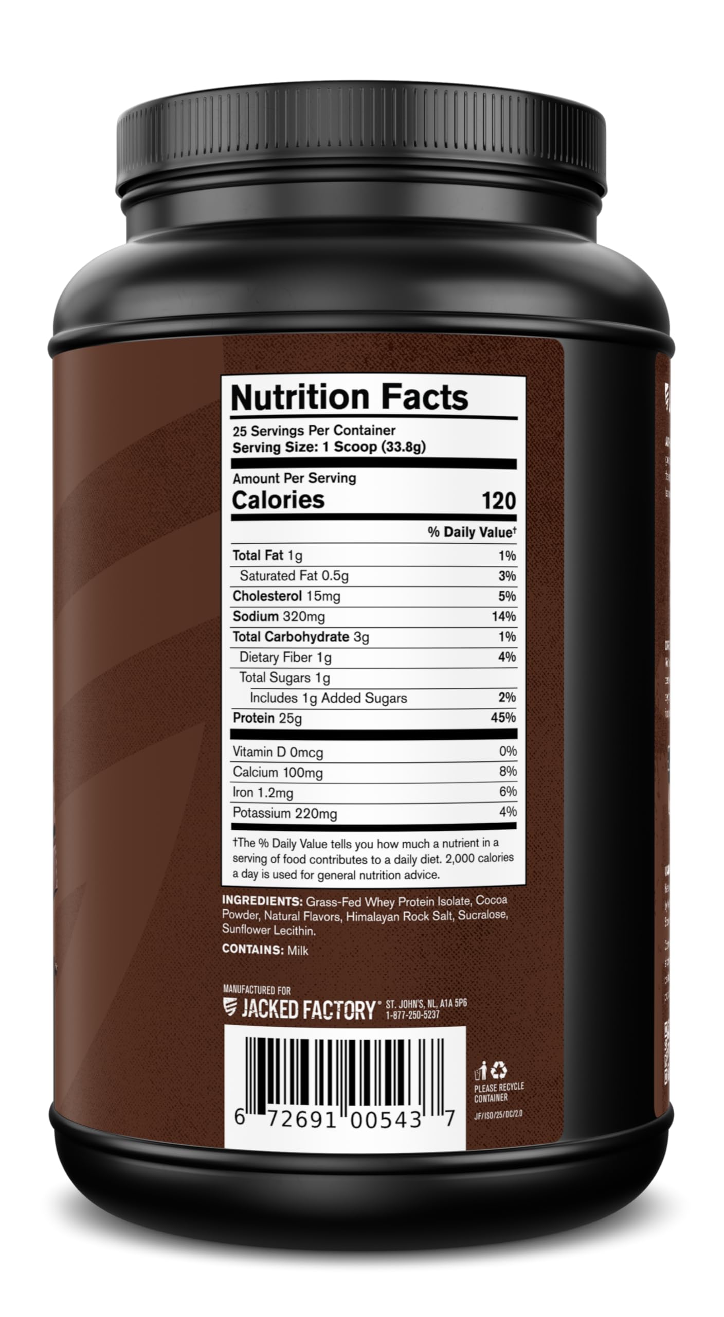 Jacked Factory sabor dark chocolate en presentación lista para mezclar, aporta sabor sin azúcares añadidos