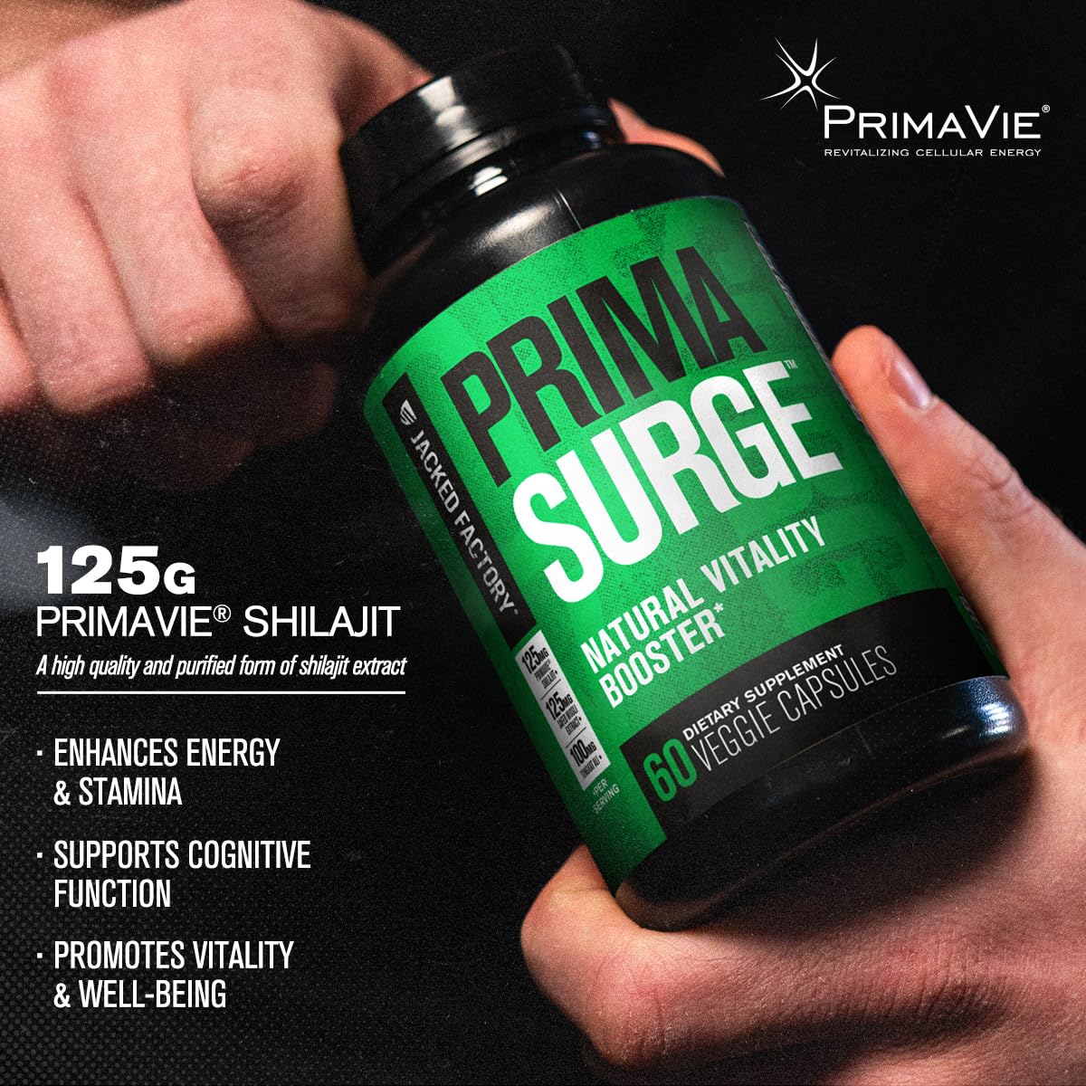 Jacked Factory Primasurge ingredientes en polvo resaltando calidad y pureza