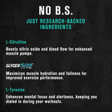Jacked Factory etiqueta con ingredientes y fabricación cGMP clara