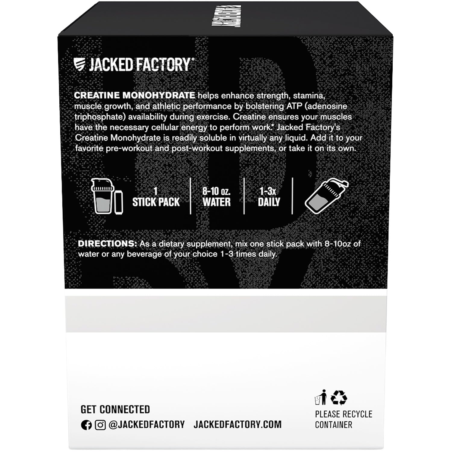 Jacked Factory sobres en una bolsa deportiva, ideal para viajes y entrenamiento