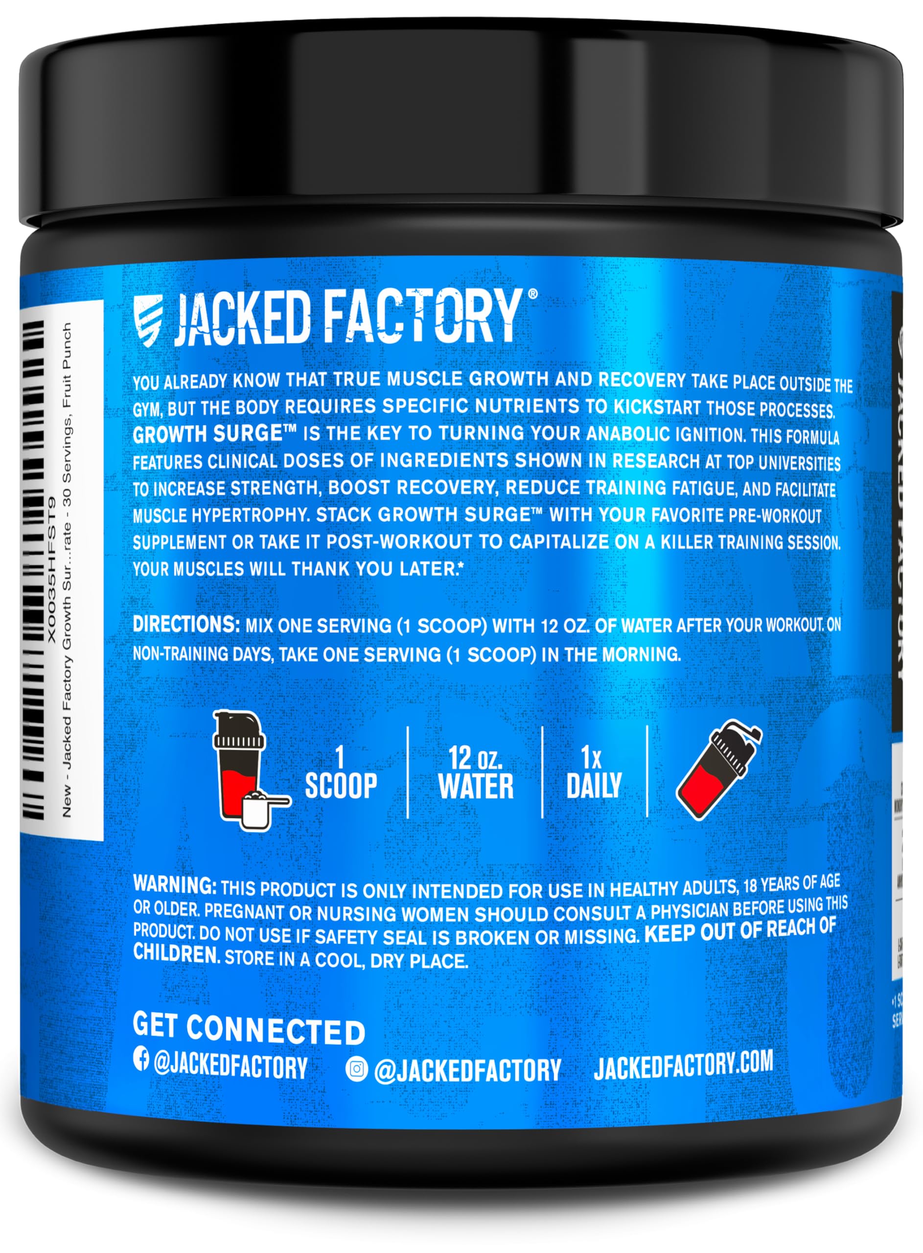 Comparación de tamaño del bote Jacked Factory junto a una botella de agua
