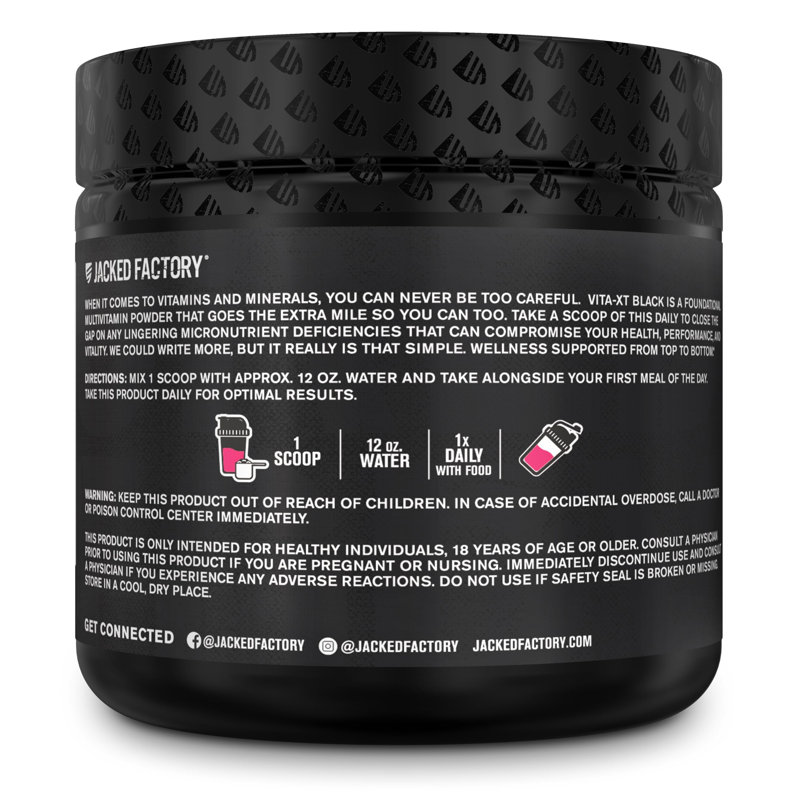 Jacked Factory comparación de tamaño del envase en mano para referencia de porciones