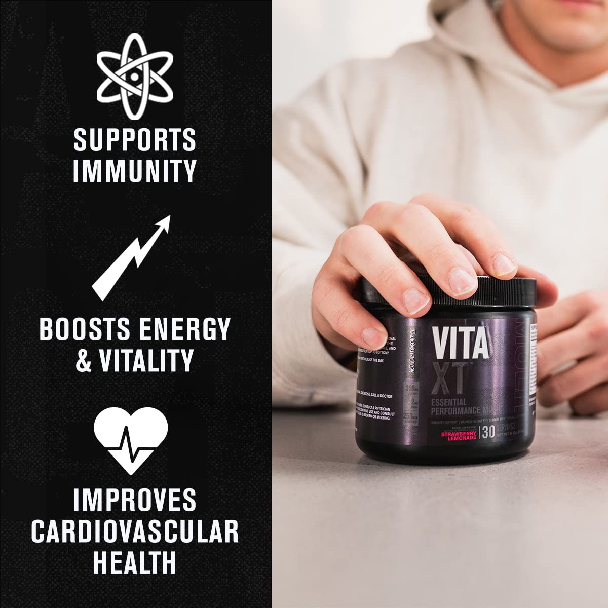 Jacked Factory vaso con Vita XT mezclado, aspecto sin grumos y refrescante