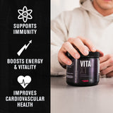Jacked Factory vaso con Vita XT mezclado, aspecto sin grumos y refrescante