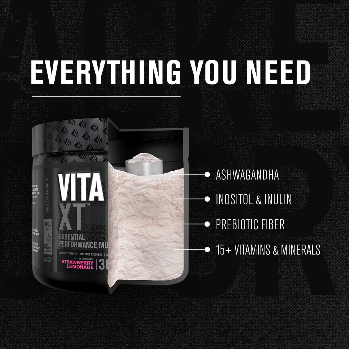 Jacked Factory bebida mezclada con Vita XT para rápida rehidratación y recuperación