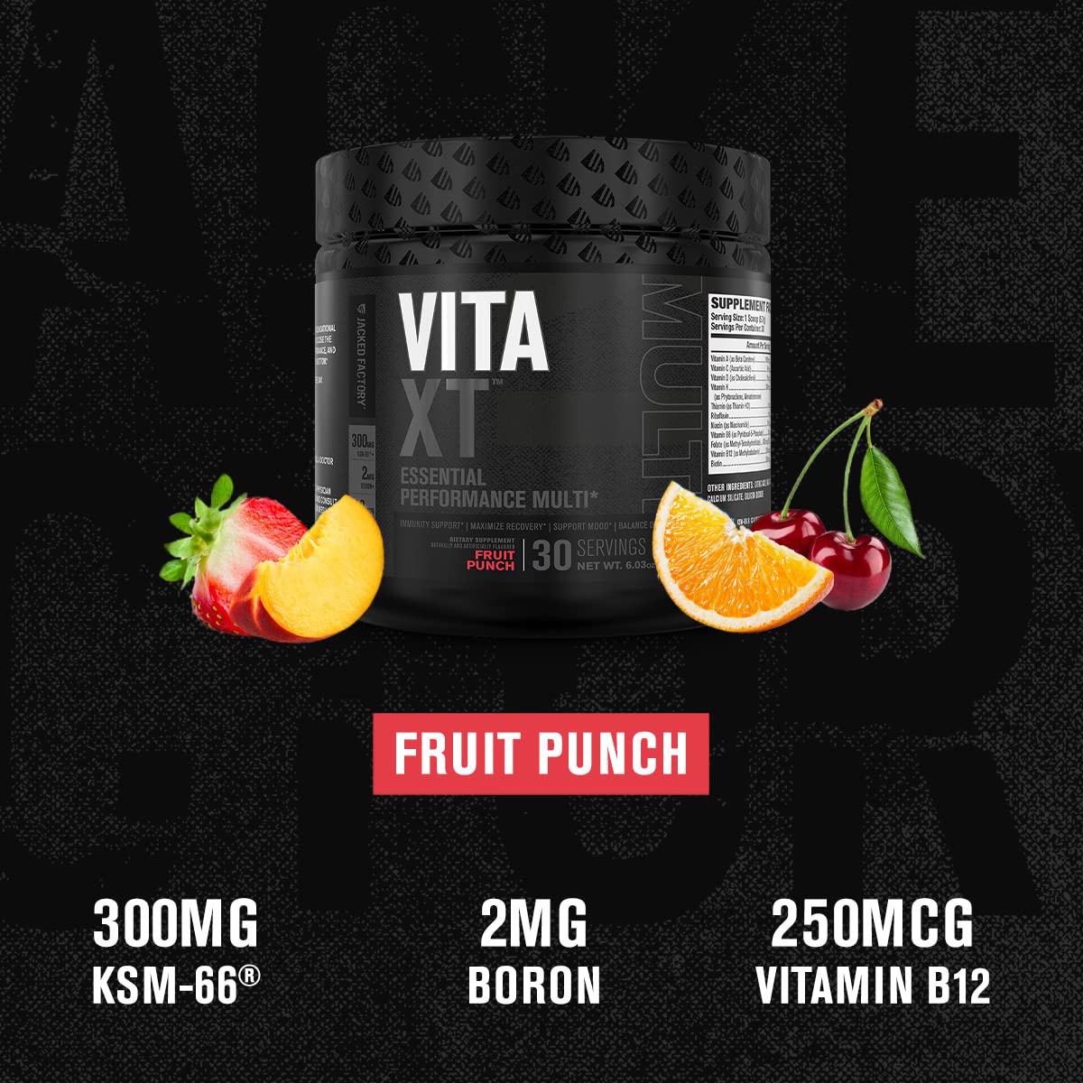 Jacked Factory polvo Vita XT textura fina para mezcla rápida y cómoda