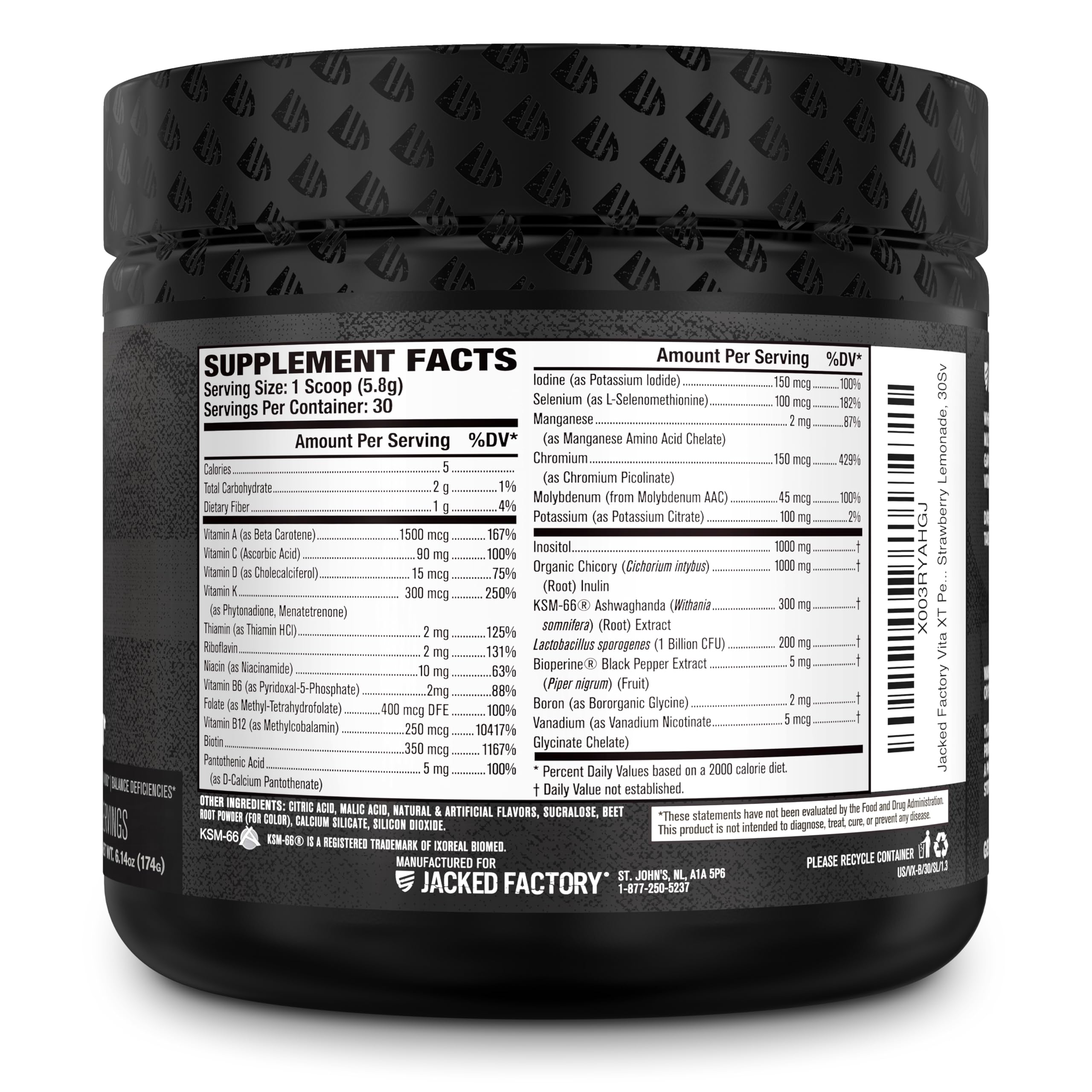 Jacked Factory vaso con sabor fresa-limón Vita XT listo para beber y disfrutar