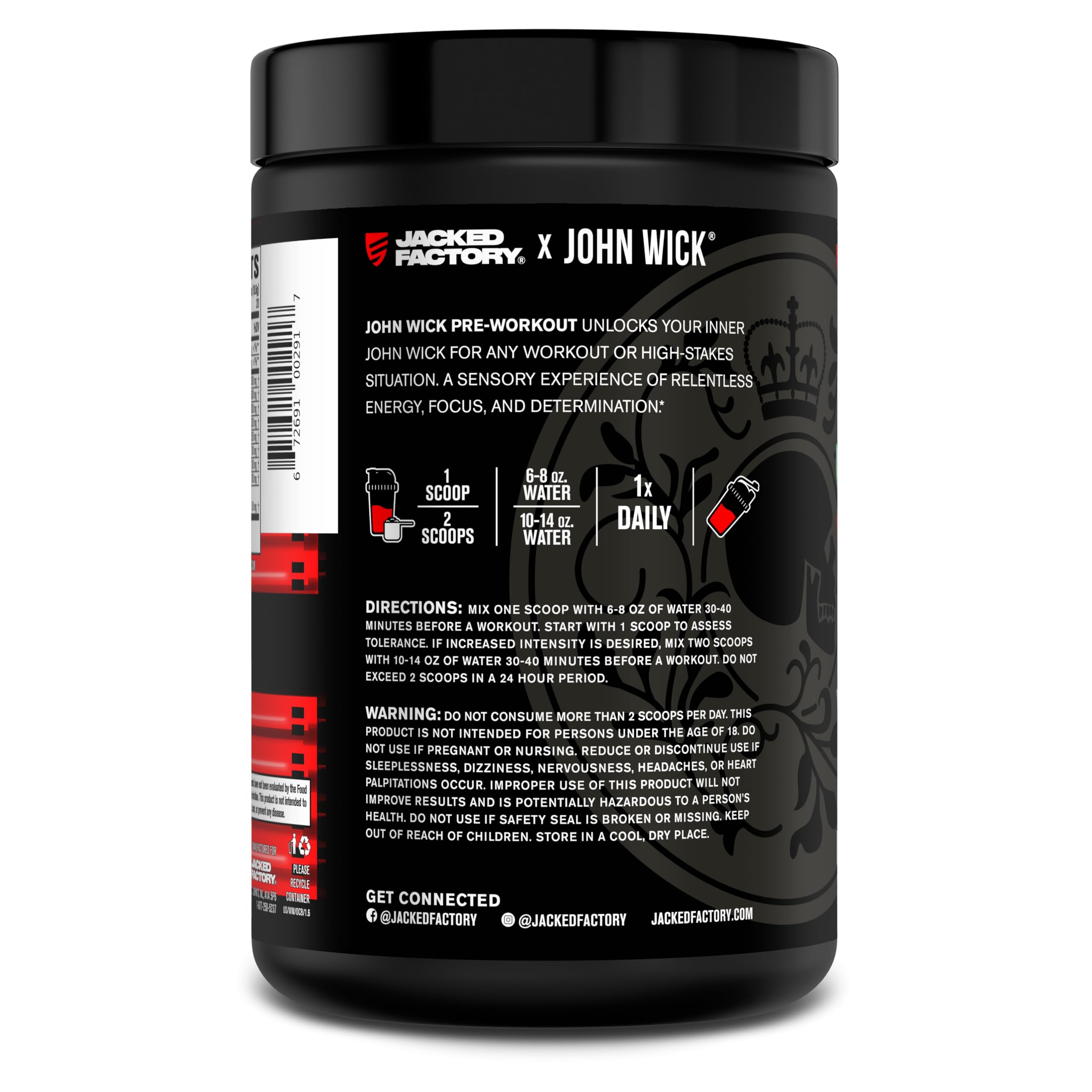 Jacked Factory Wick Mode packaging en ambiente de entrenamiento motivador
