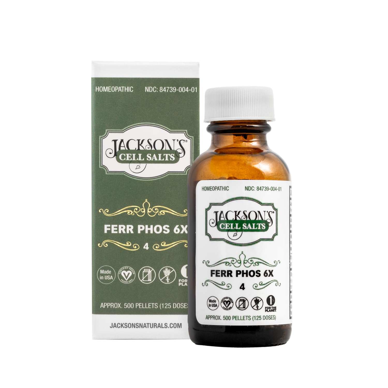 Jackson's frasco abierto con pellets listos para tomar y conservación segura