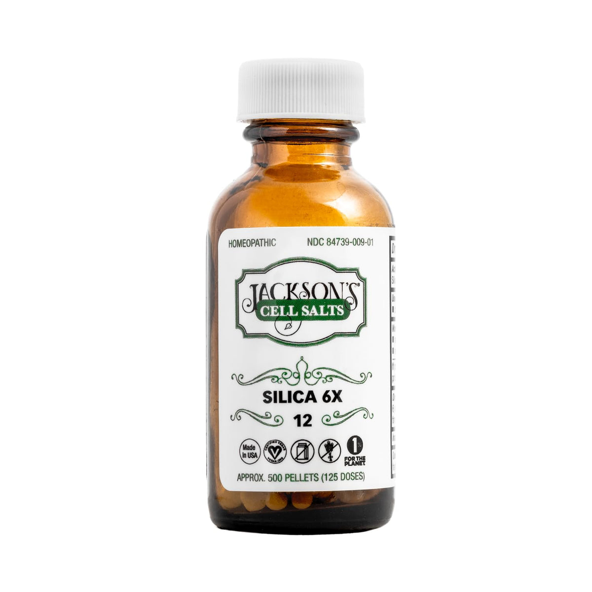 Jackson's frasco frontal Silicea 6X mostrando etiqueta clara y beneficios
