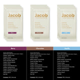 Jacob Bar barra abierta exhibiendo interior y aporte de 20 g proteína