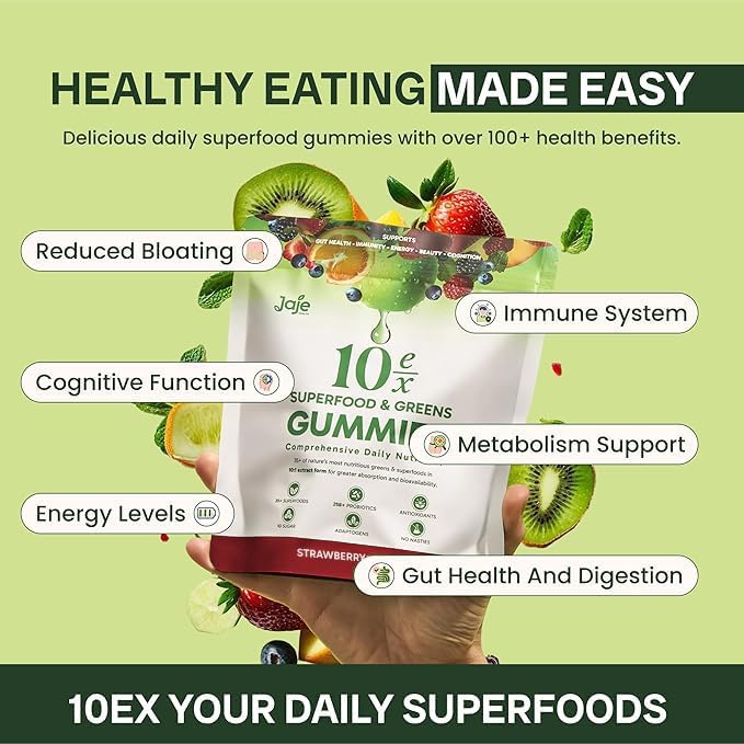 Jaje Health primer plano de gomitas con aspecto masticable y sabor a manzana