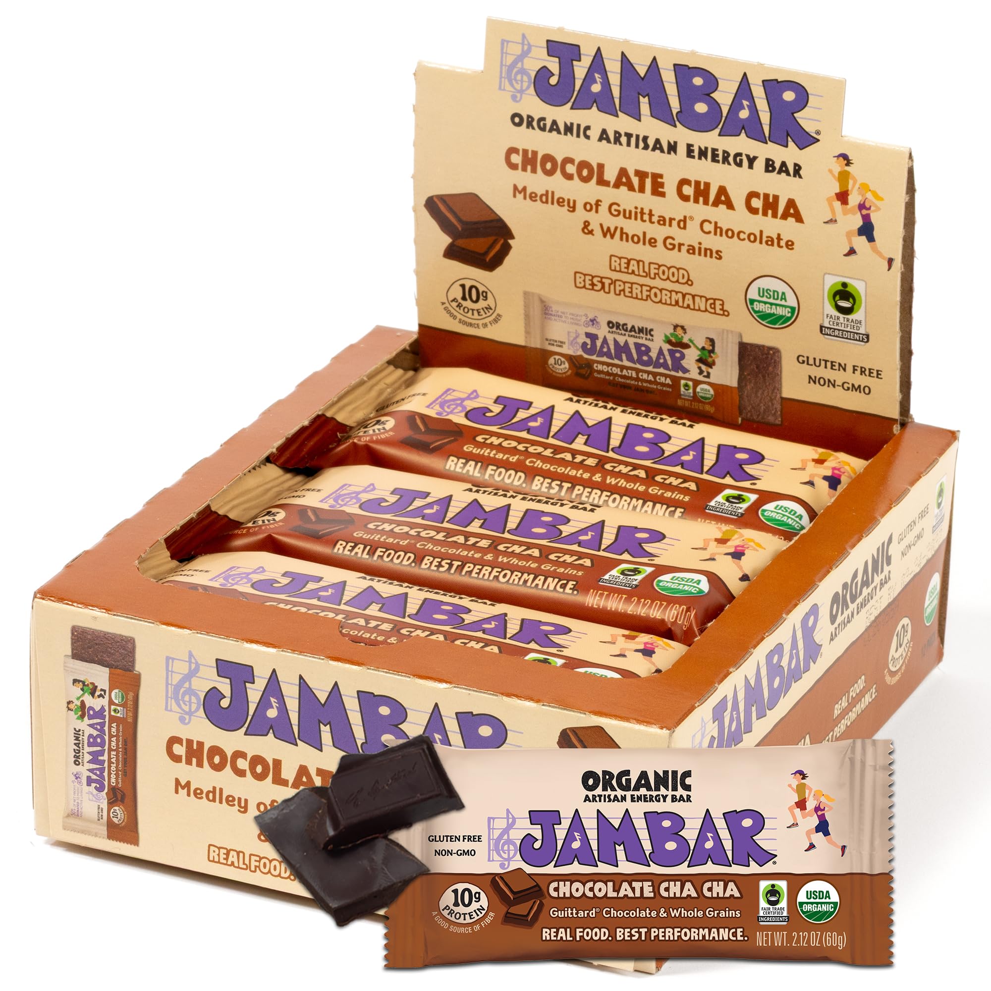 JAMBAR frente del empaque mostrando pack de 12 y beneficio de energía orgánica