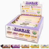 JAMBAR empaque frontal del pack 12 mostrando variedad y sello orgánico
