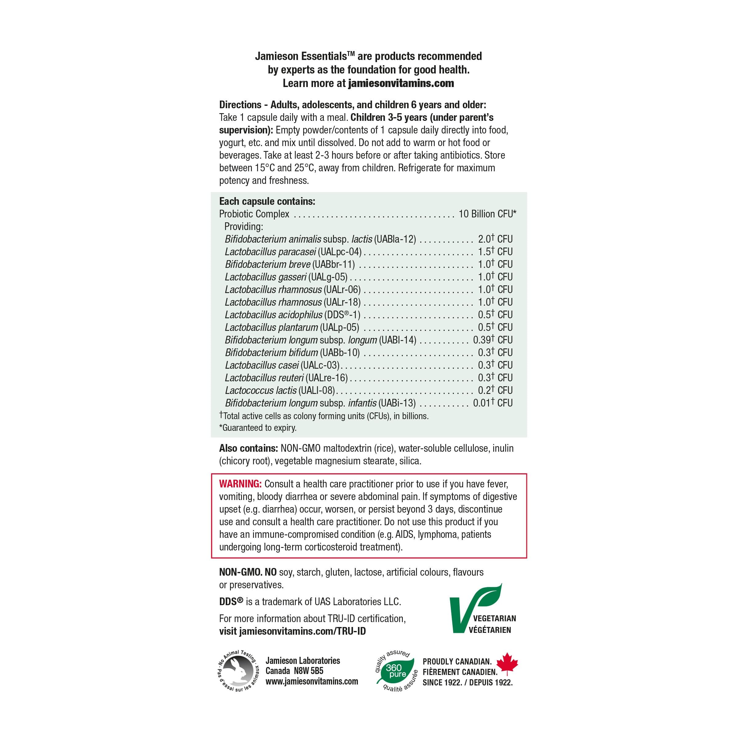 Jamieson etiqueta con información muestra dosis y garantías