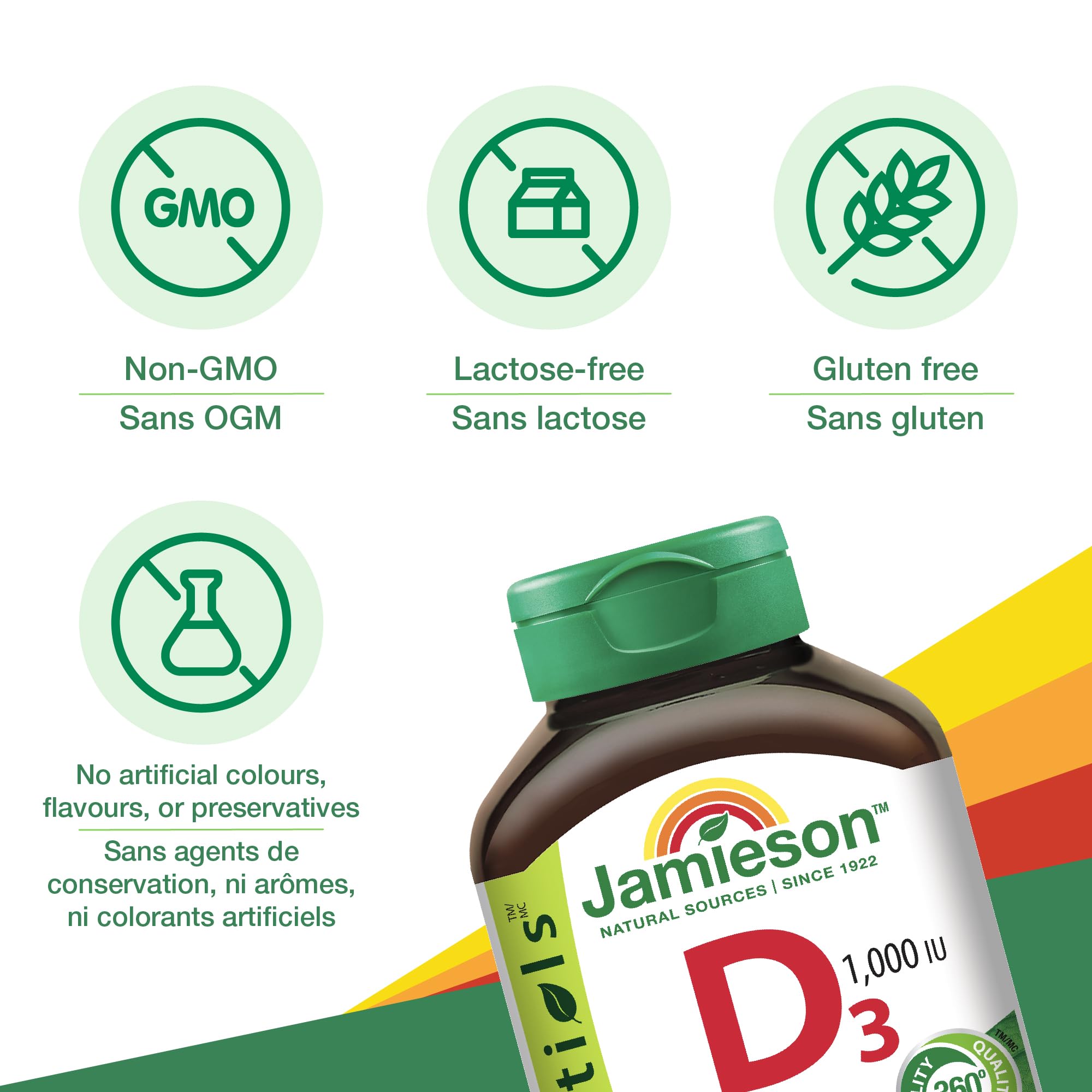 Jamieson frasco junto a un desayuno para indicar toma con alimentos