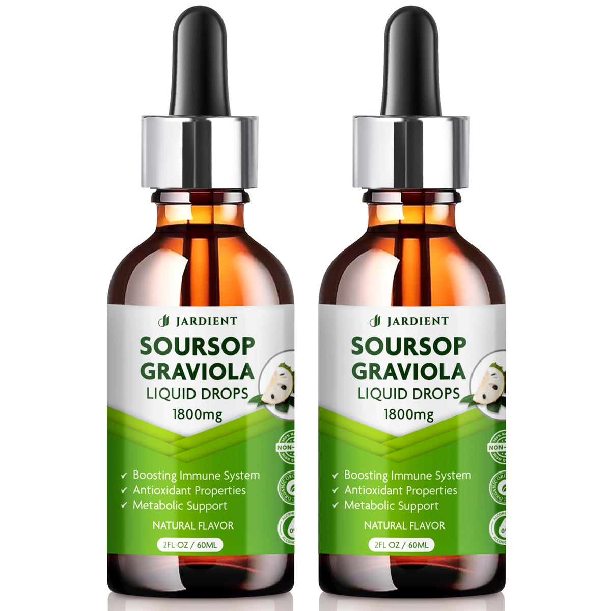 Jardient frontal del envase Soursop Bitters, presentación clara y portable