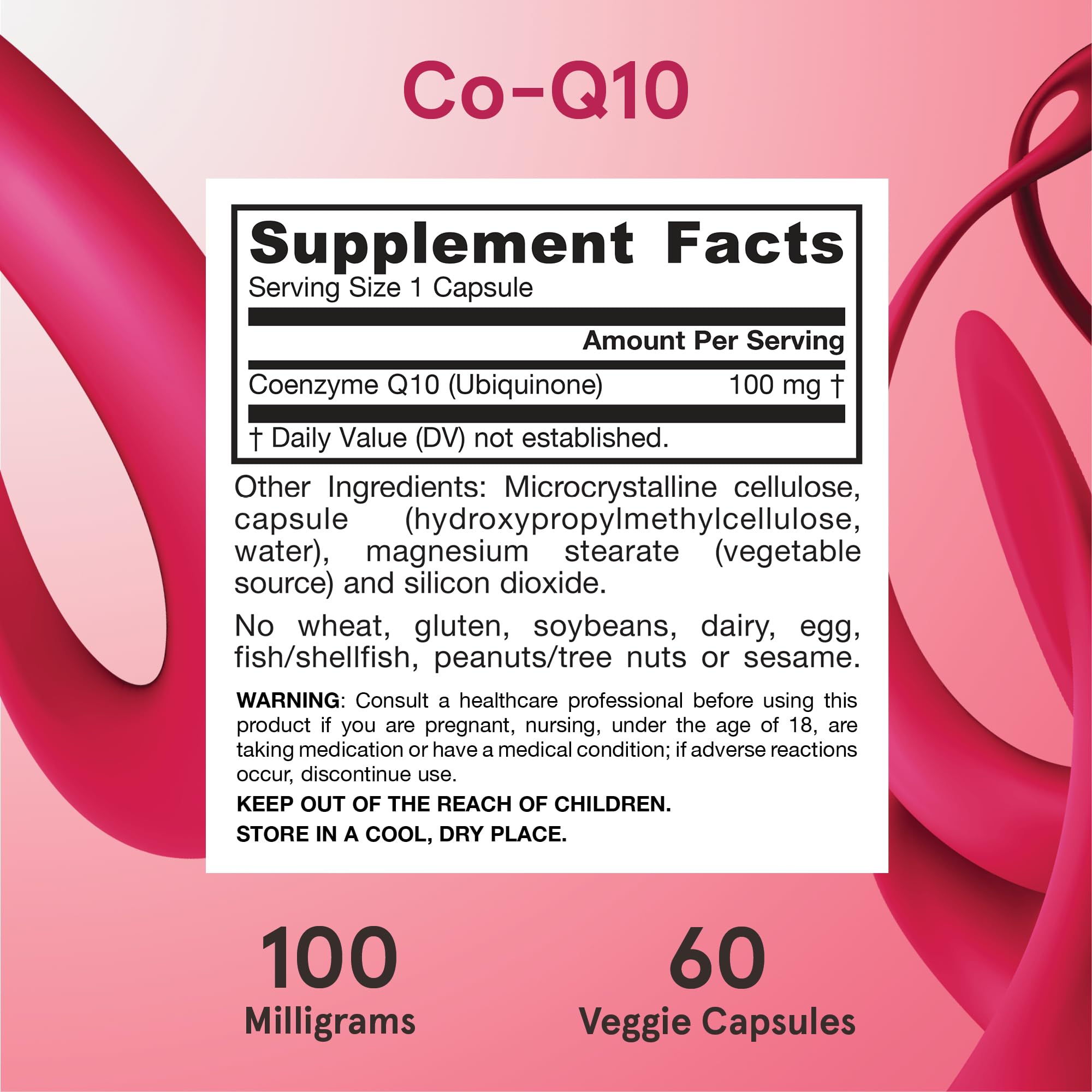 Jarrow Formulas etiqueta nutricional con 100 mg por cápsula visible