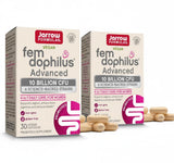 Jarrow Formulas Fem-Dophilus frontal mostrando envase y beneficios claros