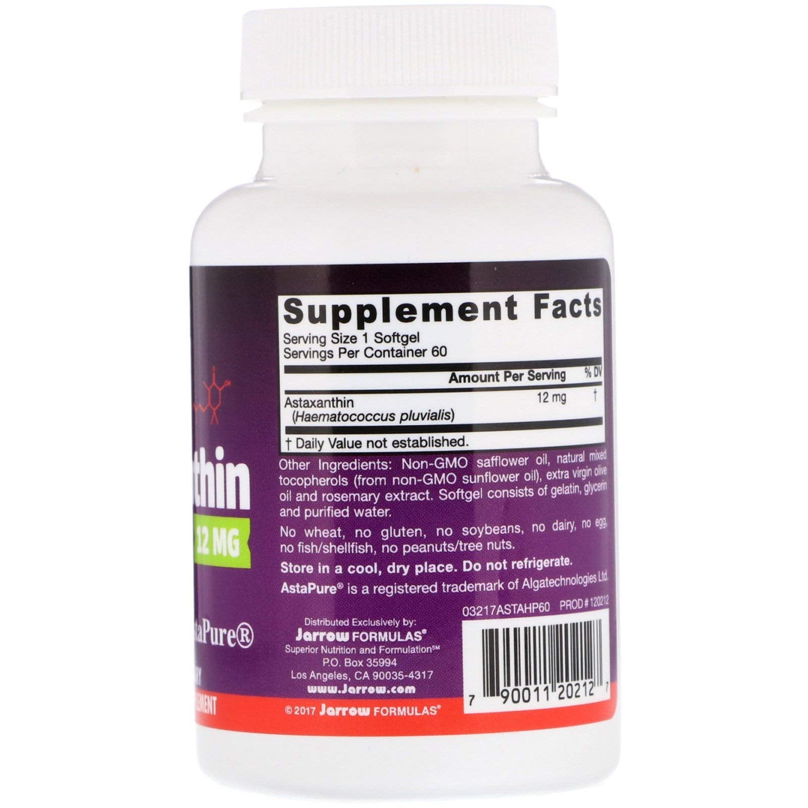 Jarrow Formulas astaxanthin primer plano de cápsula blanda mostrando textura y color