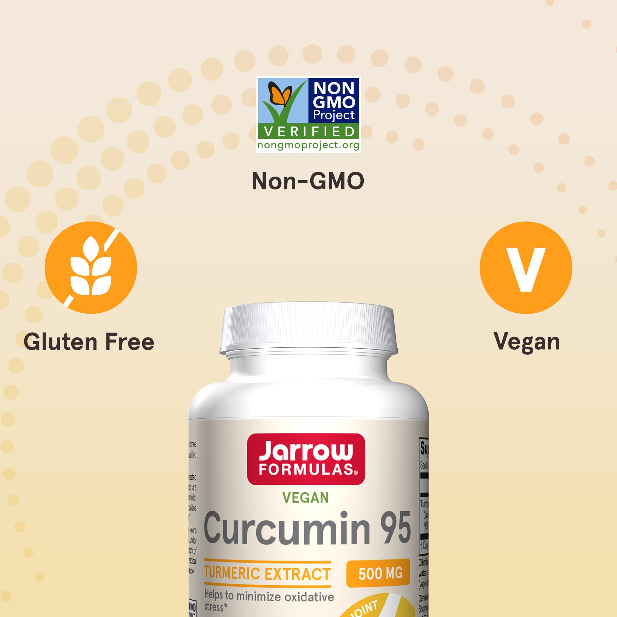 Jarrow Formulas etiqueta nutricional legible con información de curcuminoides