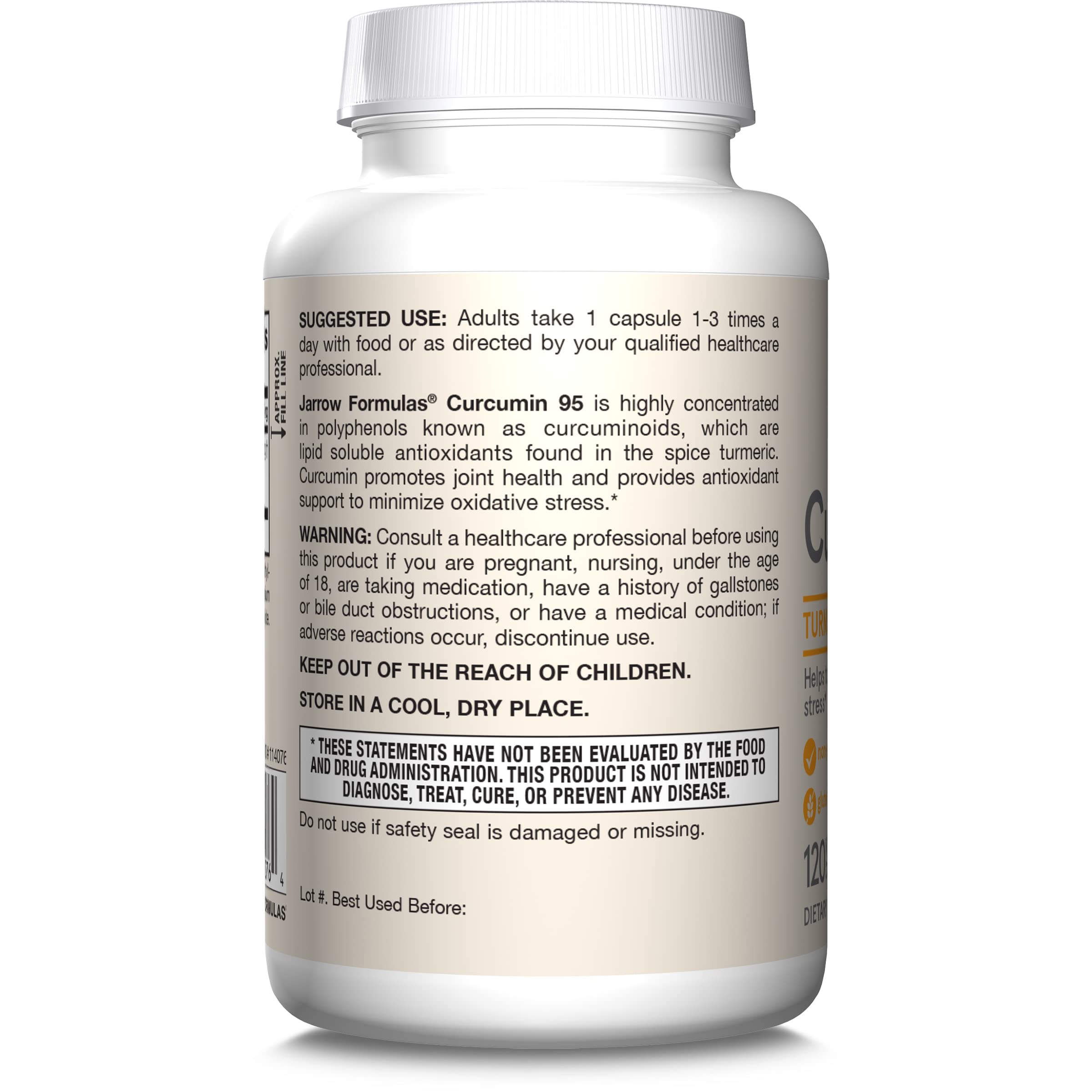 Jarrow Formulas envase entero y blister mostrando las 120 cápsulas