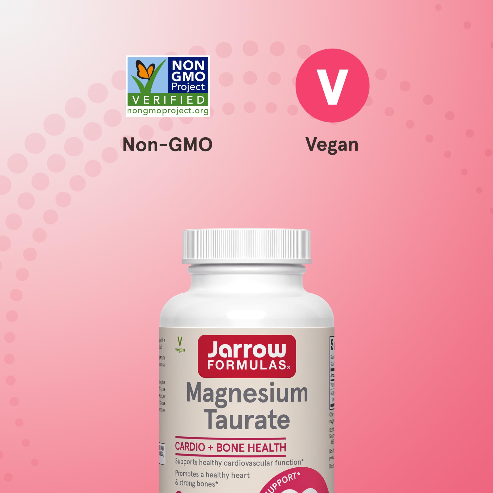Jarrow Formulas etiqueta con ingredientes y beneficios para huesos y corazón