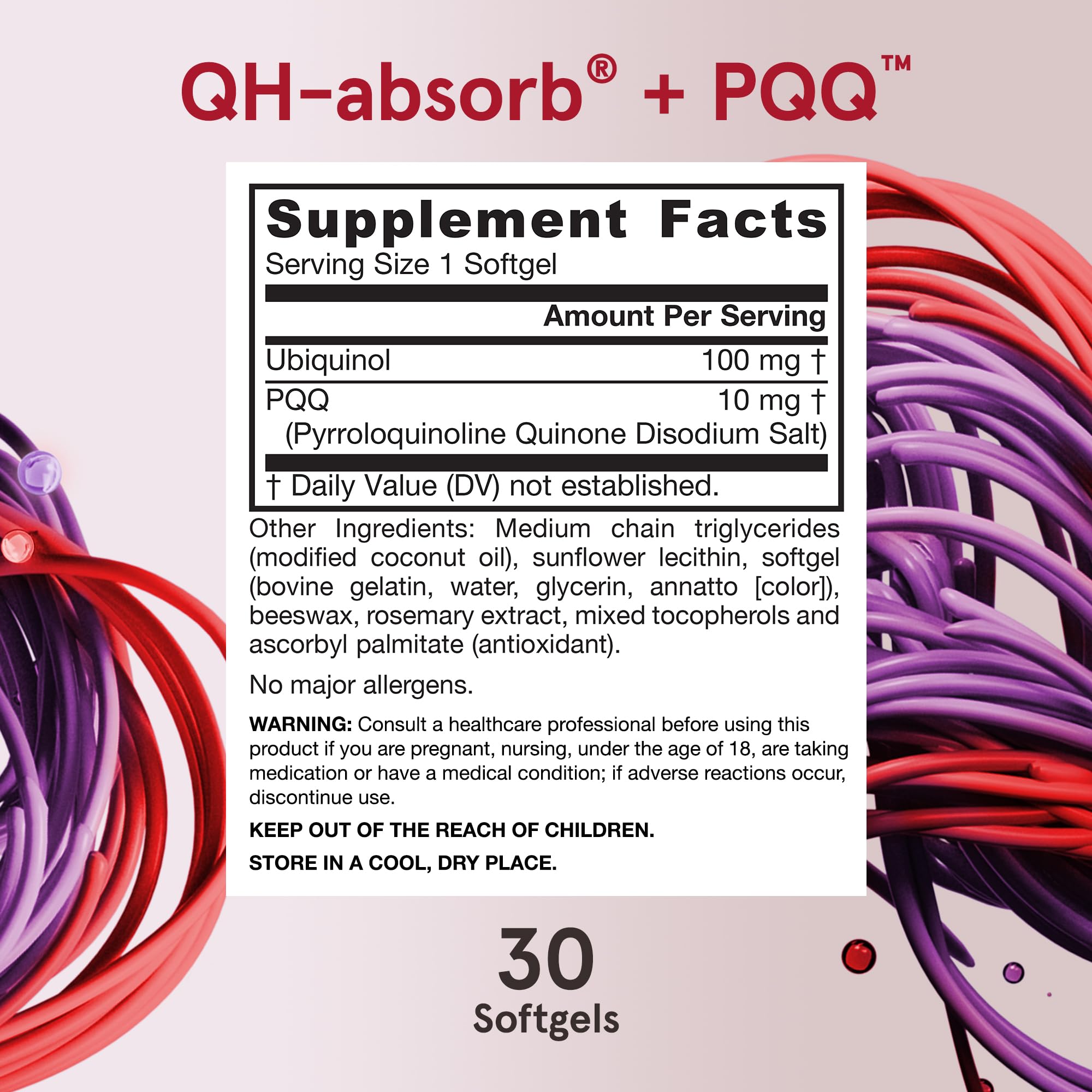 Jarrow Formulas etiqueta nutricional ampliada con datos de ubiquinol y PQQ