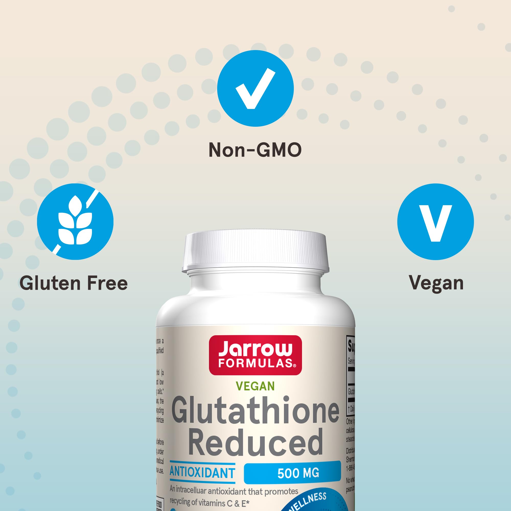 Jarrow Formulas etiqueta nutricional legible con información de 500 mg por cápsula