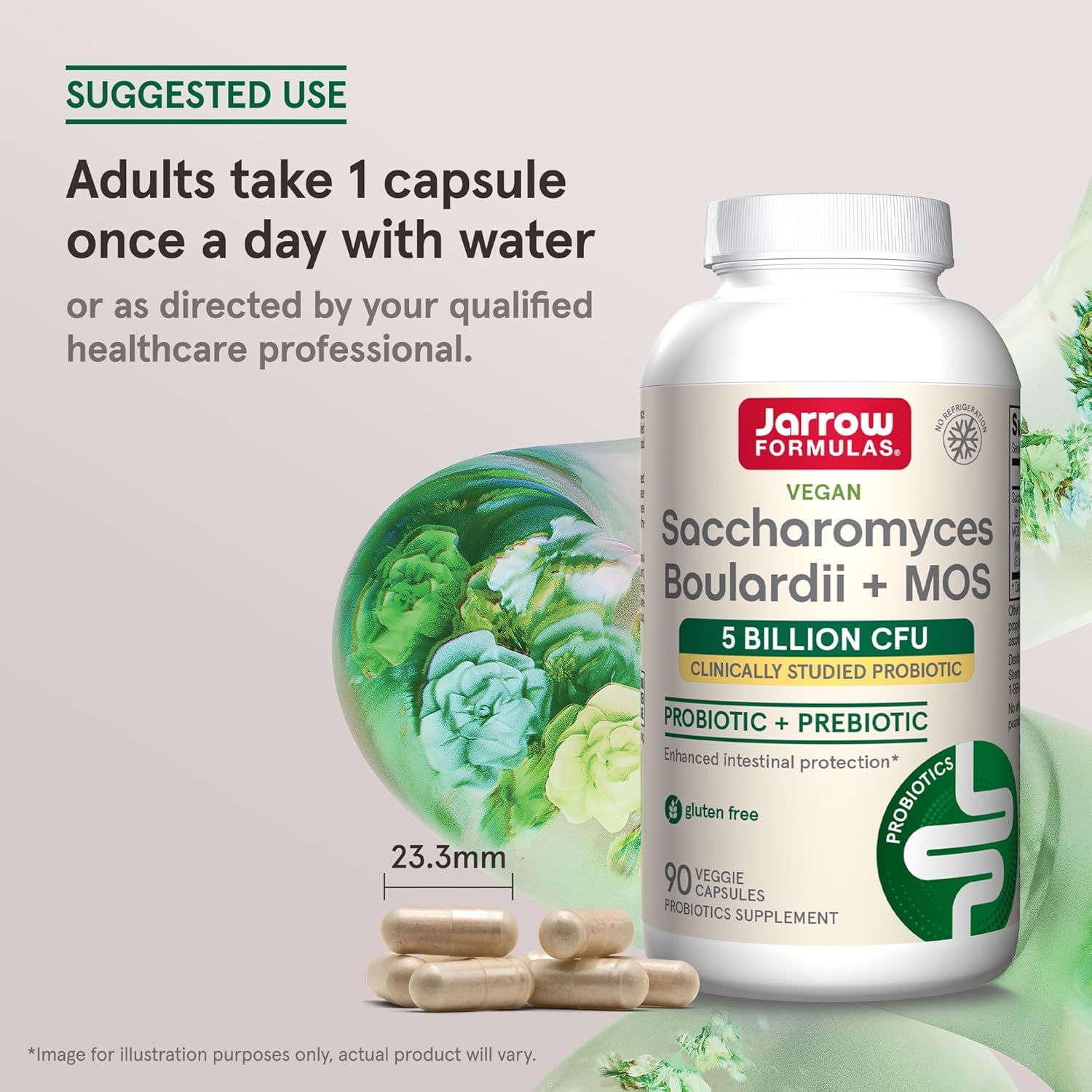 Etiqueta nutricional Jarrow Formulas con información de cepa y cantidad por porción