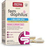 Jarrow Formulas Fem-Dophilus frente mostrando envase y beneficios femeninos