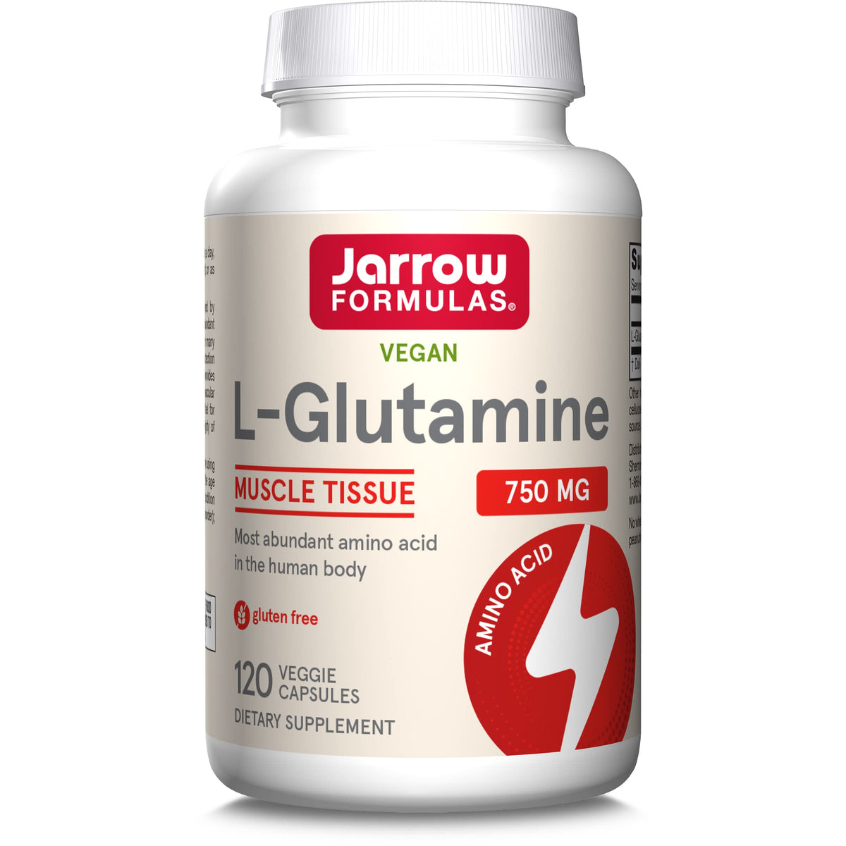 Jarrow Formulas frasco delante mostrando etiqueta y dosis para confianza