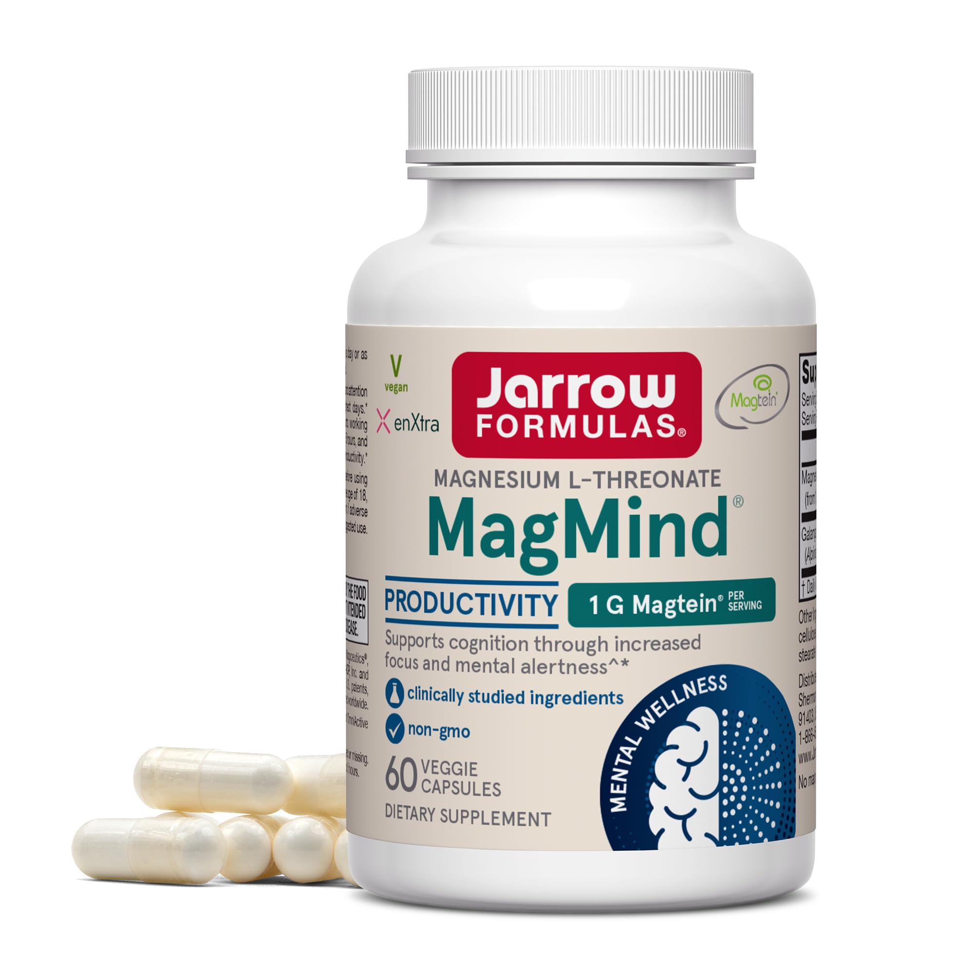 Jarrow Formulas frasco delantero mostrando 60 cápsulas y beneficios