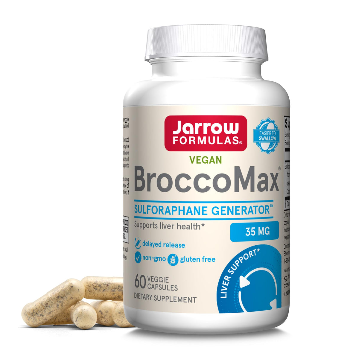 Jarrow Formulas envase frontal BroccoMax muestra presentación y beneficio