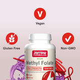 Etiqueta de ingredientes Jarrow Formulas con información de Quatrefolic y dosis