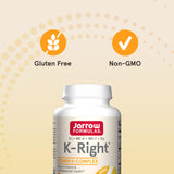 Jarrow Formulas K-Right etiqueta nutricional legible con dosis por porción