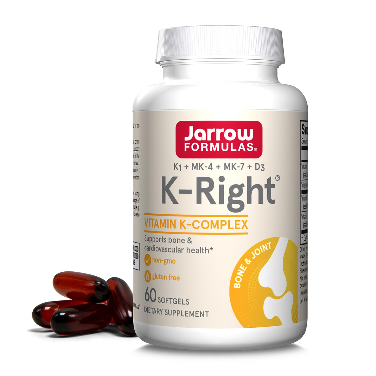Jarrow Formulas K-Right vista frontal muestra envase y beneficios
