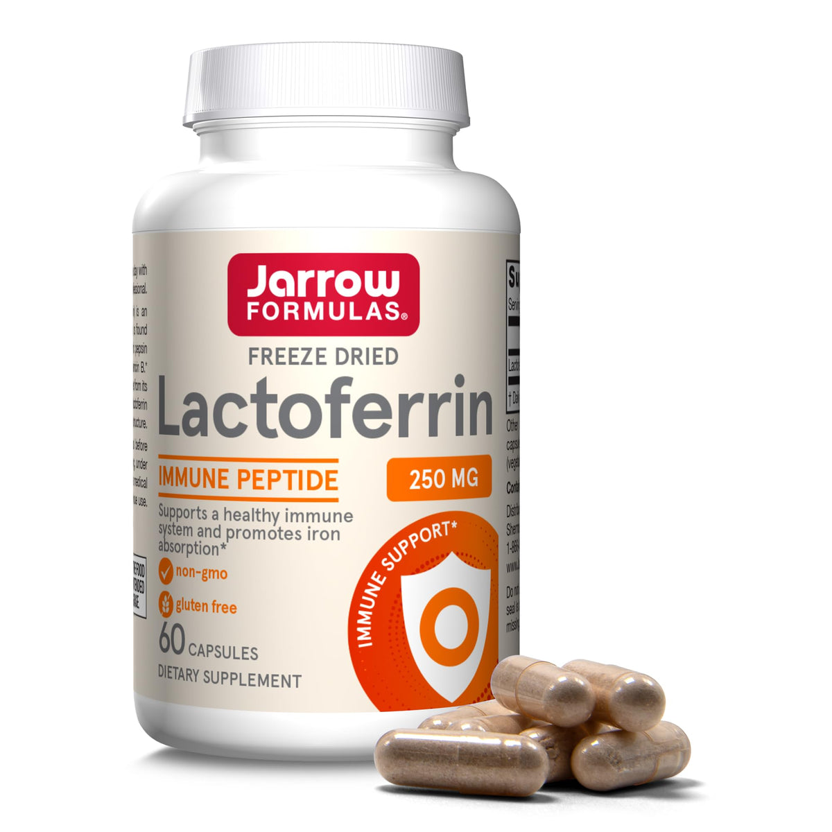 Jarrow Formulas envase frontal mostrando lactoferrina y beneficios