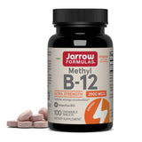 Jarrow Formulas frontal del envase mostrando etiqueta y 100 tabletas, fácil identificación de B12