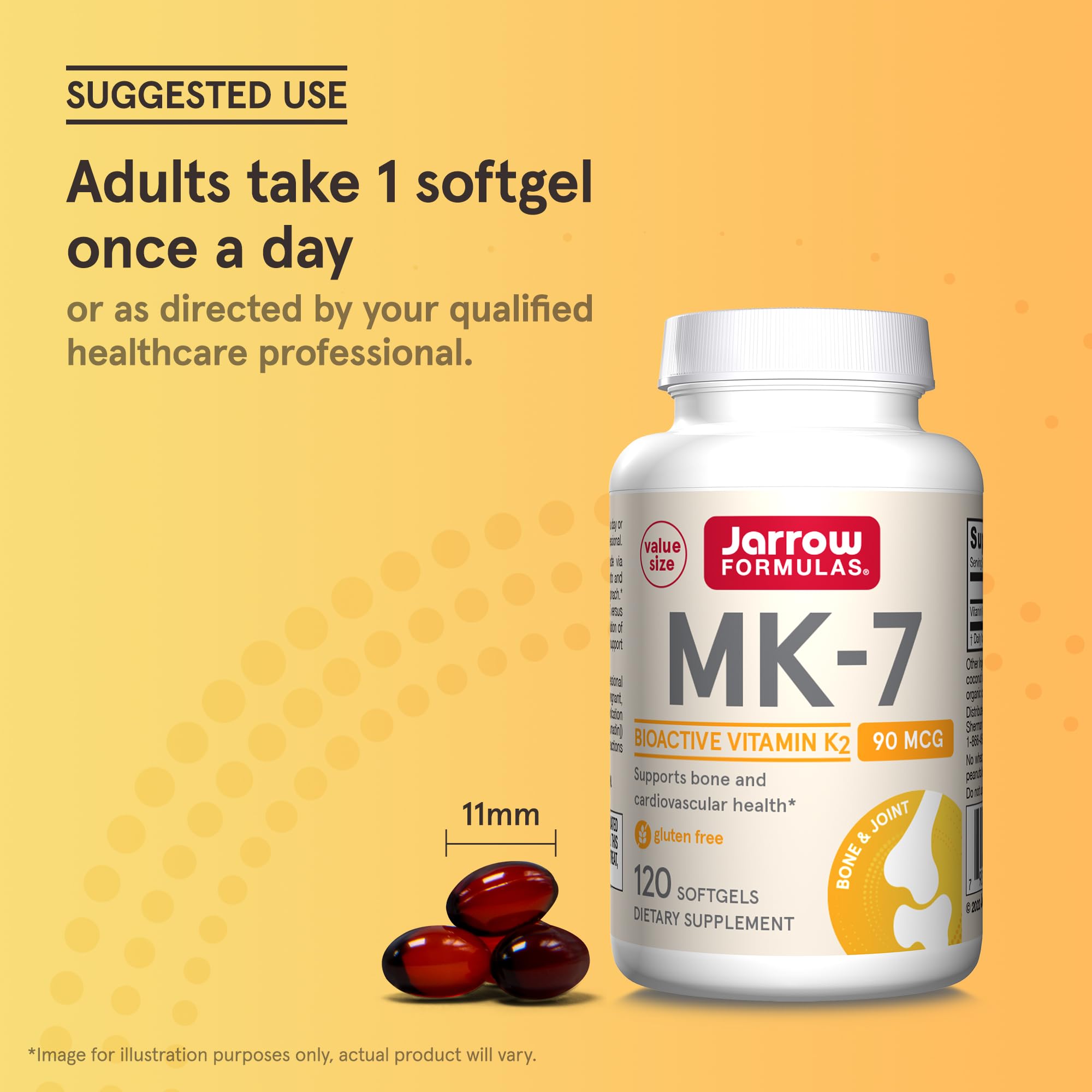Etiqueta Jarrow Formulas MK-7 mostrando ingredientes y libre de alérgenos