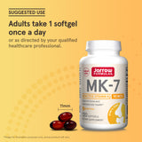 Etiqueta Jarrow Formulas MK-7 mostrando ingredientes y libre de alérgenos