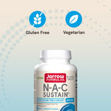 Etiqueta de Jarrow Formulas NAC con ingredientes y beneficios de transparencia