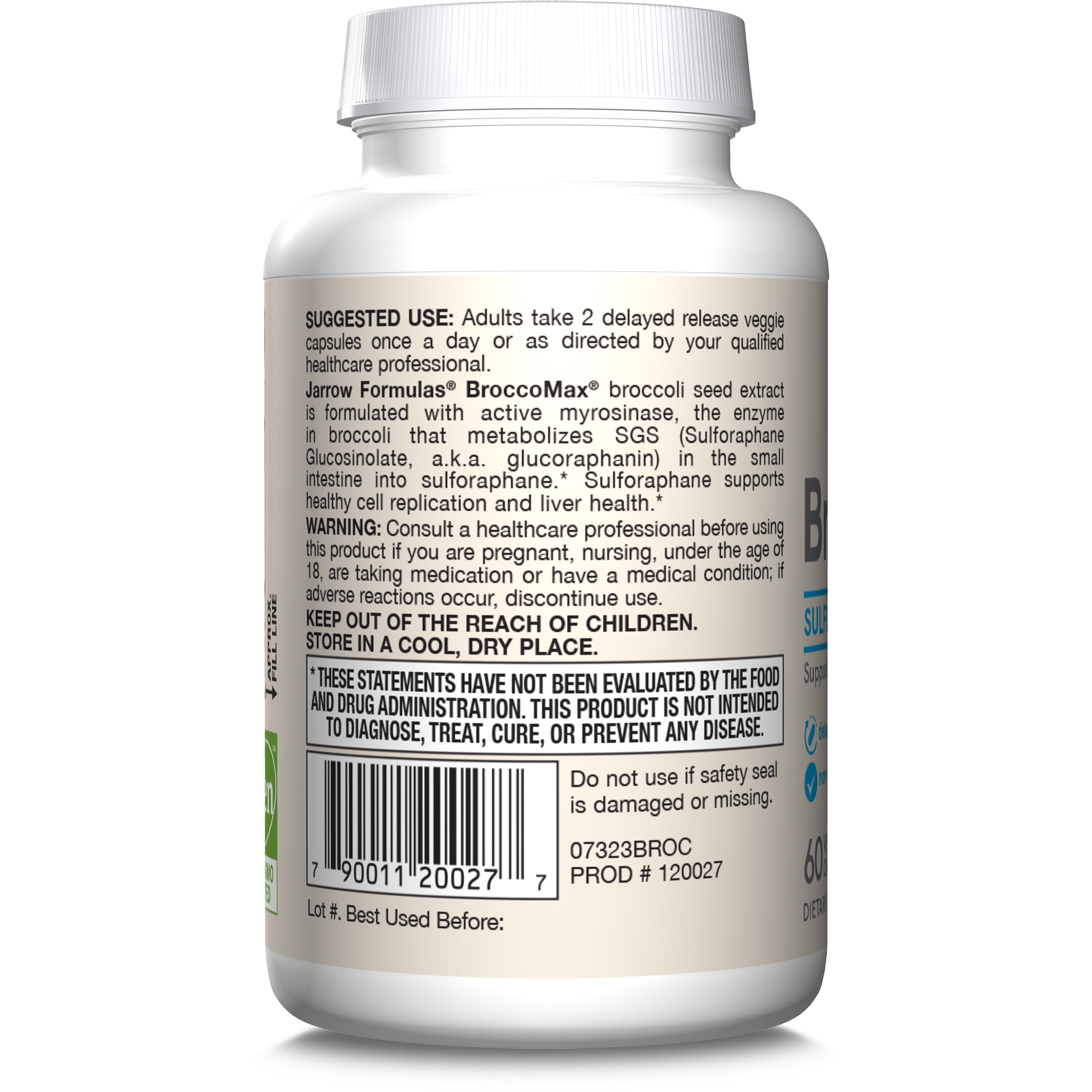 Jarrow Formulas imagen de ingredientes con lista visible y transparencia