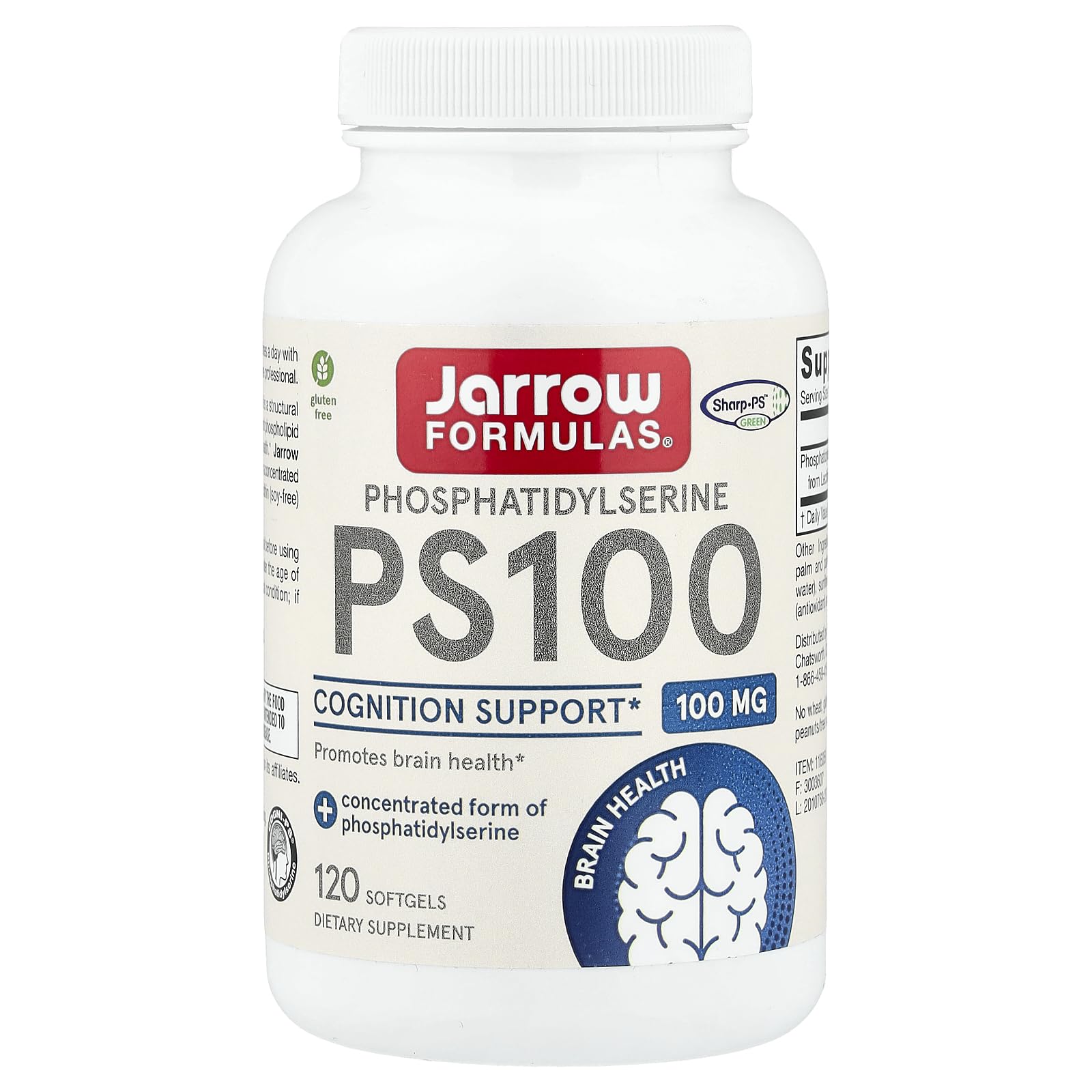 Jarrow Formulas frasco frontal mostrando 120 softgels y etiqueta clara