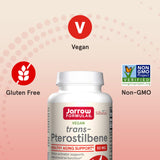 Jarrow Formulas frasco abierto con cápsulas para visualizar cantidad y presentación