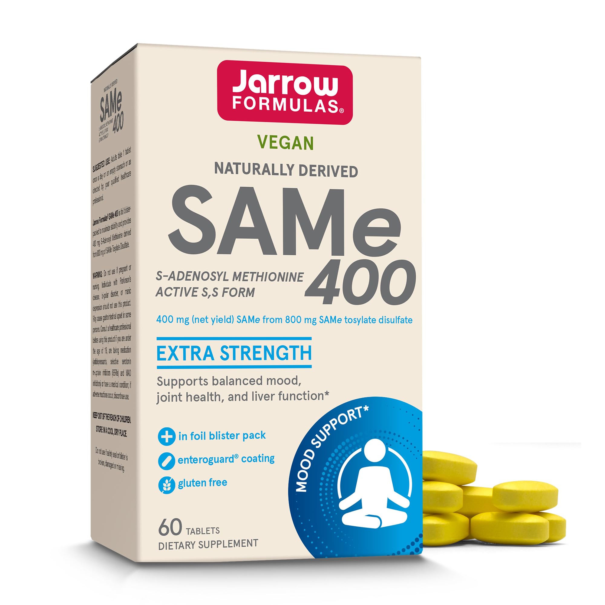 Jarrow Formulas envase frontal mostrando 60 tabletas y beneficios
