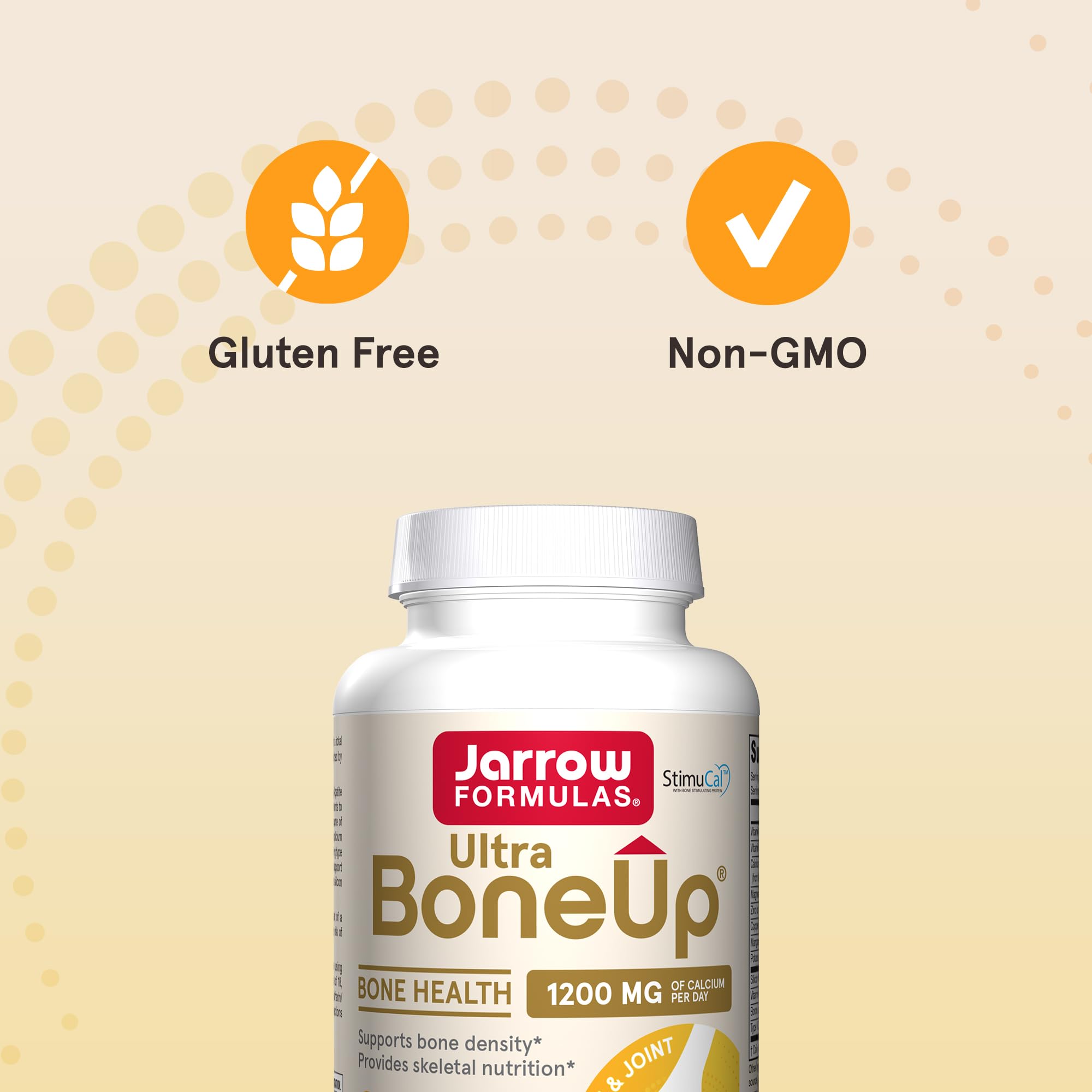 Jarrow Formulas etiqueta nutricional Ultra BoneUp mostrando dosis e información