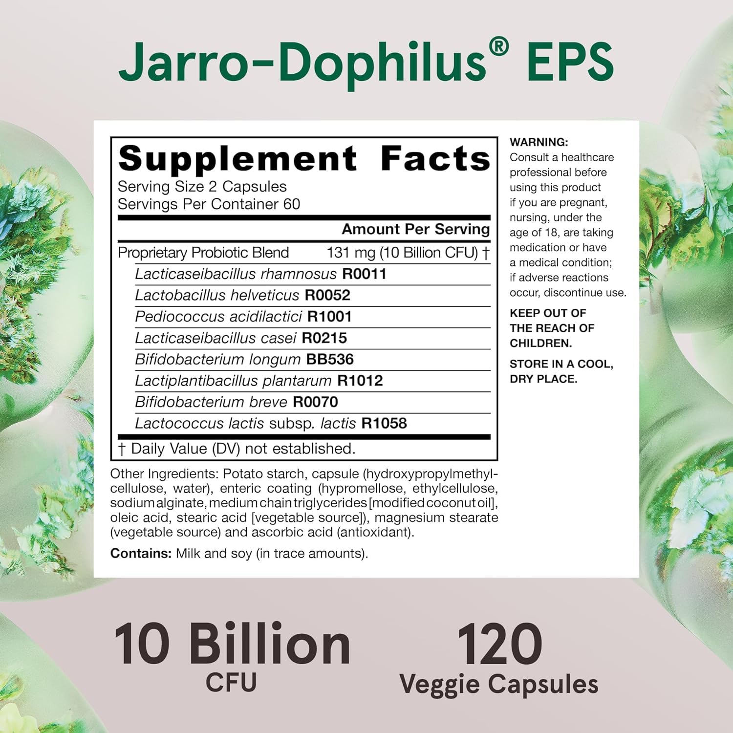 Jarrow Formulas cápsulas junto a vaso de agua para consumo recomendado