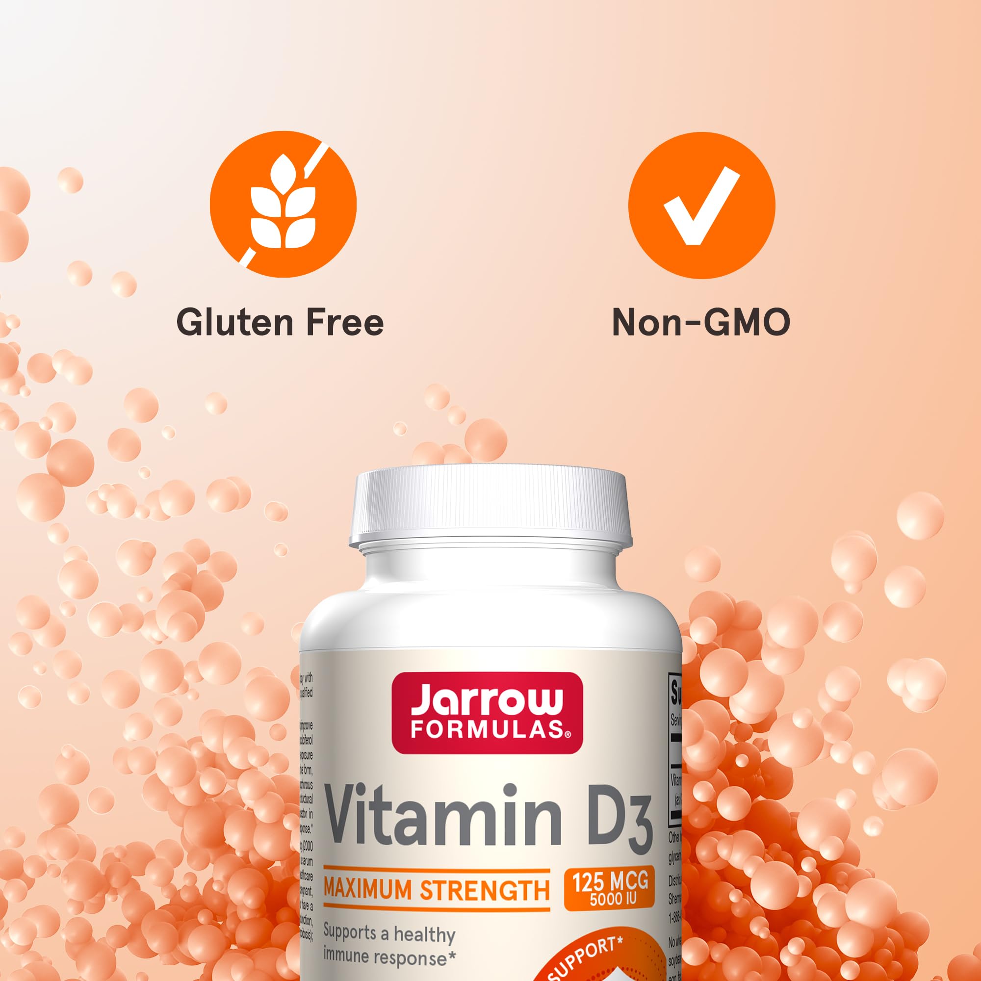 Jarrow Formulas etiqueta nutricional legible indicando 125 mcg por porción