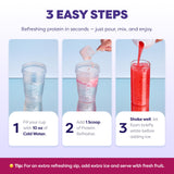 Javvy bebida clara en vaso, hidratación con proteína y electrolitos